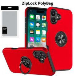 [PolyBag]  iPhone 16 Plus 6.7 inch CHIEF Oil Painted Magnetic Ring Stand Hybrid - Red