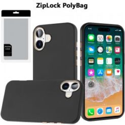 [PolyBag]  iPhone 16 Plus 6.7 inch Classy Slick Chromed Around Hybrid - Black