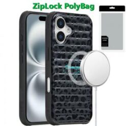 [PolyBag]  iPhone 16 Plus 6.7 inch Magnetic Chrome Case - Black Leopard