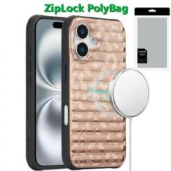 [PolyBag]  iPhone 16 Plus 6.7 inch Magnetic Chrome Case - Rose Gold Leopard