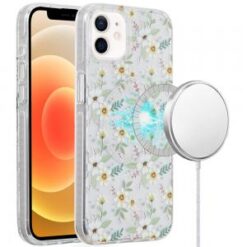 [PolyBag]  iP15 Pro Max Magnetic Double Layer IMD Design Case - Green Floral