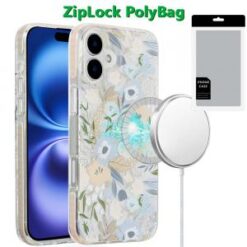 [PolyBag]  iPhone 16 Plus 6.7 inch Magnetic Double Layer IMD Design Case - Floral B