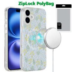 [PolyBag]  iPhone 16 Plus 6.7 inch Magnetic Double Layer IMD Design Case - Floral C