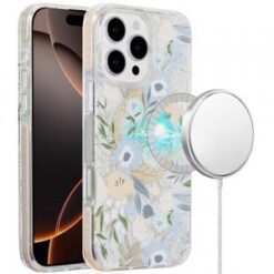[PolyBag]  iPhone 16 6.1 inch Magnetic Double Layer IMD Design Case - Floral B