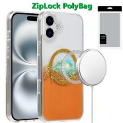 [PolyBag]  iPhone 16 6.1 inch Magnetic Glitter Epoxy Transparent Hybrid - Orange