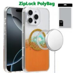 [PolyBag]  iPhone 16 Pro 6.3 inch Magnetic Glitter Epoxy Transparent Hybrid - Orange