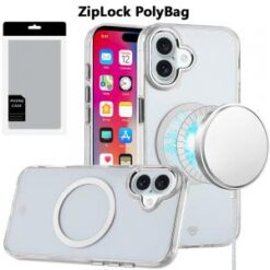 [PolyBag]  iPhone 16 6.1 inch Magnetic Circle Ring Transparent Premium Acrylic with Metal Buttons