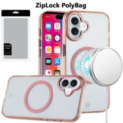 [PolyBag]  iPhone 16 6.1 inch Magnetic Circle Ring Transparent Premium Acrylic with Metal Buttons