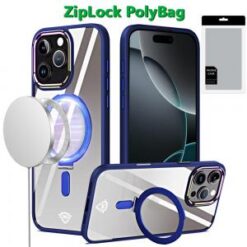 [PolyBag]  iPhone 16 Pro 6.3 inch Dazzle Magnetic Ring Stand Alloy Chrome Transparent Hybrid - Na