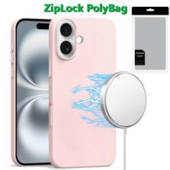 [PolyBag]  iPhone 16 6.1 inch PU Leather with inner [Magnetic Circle] Colored Metal Buttons - Lig