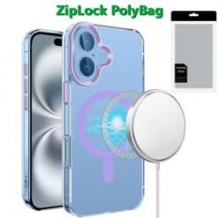 [PolyBag]  iPhone 16 6.1 inch Matching Clear Transparent Circle Design - Purple