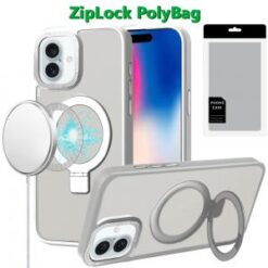 [PolyBag]  iPhone 16 6.1 inch Metal Chrome Kickstand [Magnetic Circle] Shockproof Matching Camera