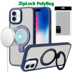 [PolyBag]  iPhone 16 6.1 inch Metal Chrome Kickstand [Magnetic Circle] Shockproof Matching Camera