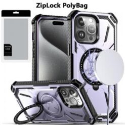 [PolyBag]  iP15 Pro Max Premium Circle [Magnetic Circle] KickKickstand - Light Purple