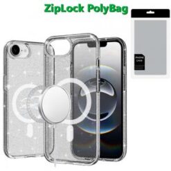 [PolyBag]  iPhone 16E / SE4 Glitter Ultra [Magnetic Circle] Thick 3mm Transparent Hybrid - Smoke