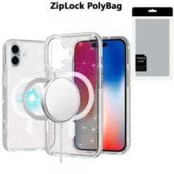 [PolyBag]  iPhone 16 6.1 inch Glitter Ultra [Magnetic Circle] Thick 3mm Transparent Hybrid - Clea