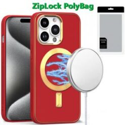 [PolyBag]  iP15 Pro Max Ultimate Quality PU Leather Hybrid - Red