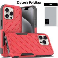 [PolyBag]  iP15 Pro Max Noble lined shockproof dual layer hybrid - Red/Black