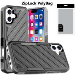 [PolyBag]  iPhone 16 6.1 inch Noble lined shockproof dual layer hybrid - Black/Grey