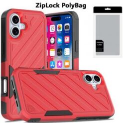 [PolyBag]  iPhone 16 6.1 inch Noble lined shockproof dual layer hybrid - Red/Black