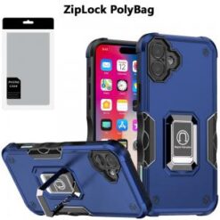 [PolyBag]  iPhone 16 6.1 inch OPTIMUM Magnetic Ring Stand Hybrid - Blue