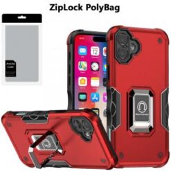 [PolyBag]  iPhone 16 6.1 inch OPTIMUM Magnetic Ring Stand Hybrid - Red