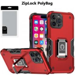 [PolyBag]  iPhone 16 Pro 6.3 inch OPTIMUM Magnetic Ring Stand Hybrid - Red