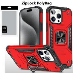 [PolyBag]  iP15 Pro Max Robust Magnetic Kickstand Hybrid - Red