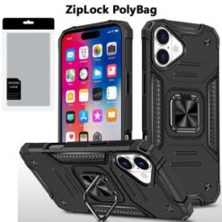 [PolyBag]  iPhone 16 6.1 inch Robust Magnetic Kickstand Hybrid - Black