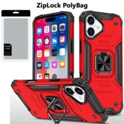 [PolyBag]  iPhone 16 6.1 inch Robust Magnetic Kickstand Hybrid - Red