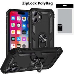 [PolyBag]  iPhone 16 6.1 inch Ring Magnetic Kickstand Hybrid - Black