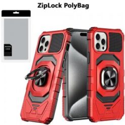 [PolyBag]  iP15 Pro Max Robotic Hybrid with Magnetic Ring Stand - Red