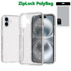 [PolyBag]  iPhone 16 6.1 inch Glitter Ultra Thick 3mm Transparent Hybrid Case Cover - Clear