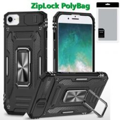[PolyBag]  iPhone 16E / SE4 Utter Tough Metal Ring Movable Camera Window Hybrid - Black