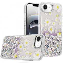 iPhone 16E (E edition) / SE4 (2025) Beautiful Epoxy Designs With Chrome Metallic Edges Hybrid -