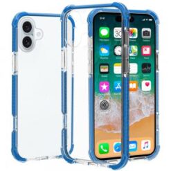 iPhone 16 6.1 inch Acrylic Tough 2.5mm Transparent ShockProof Hybrid Case Cover - Blue