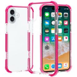 iPhone 16 6.1 inch Acrylic Tough 2.5mm Transparent ShockProof Hybrid Case Cover - Hot Pink