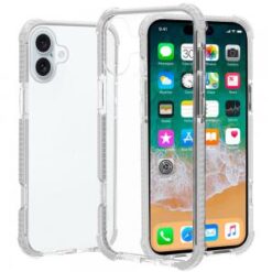 iPhone 16 6.1 inch Acrylic Tough 2.5mm Transparent ShockProof Hybrid Case Cover - White