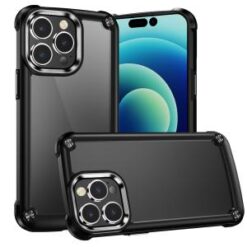 iPhone 15 Pro Ultimate CaseX Transparent Hybrid Case with Metal Buttons And Camera Edges - Black