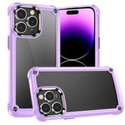 iP15 Pro Max Ultimate CaseX Transparent Hybrid Case with Metal Buttons And Camera Edges - Light