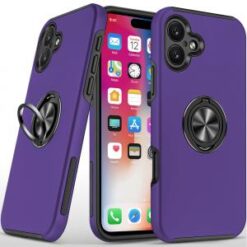 iPhone 16 6.1 inch CHIEF Oil Painted Magnetic Ring Stand Hybrid Case Cover - Dark Purple