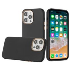 iP15 Pro Max Classy Slick Chromed Around Hybrid Case Cover - Black
