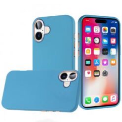 iPhone 16 6.1 inch Classy Slick Chromed Around Hybrid Case Cover - Light Blue