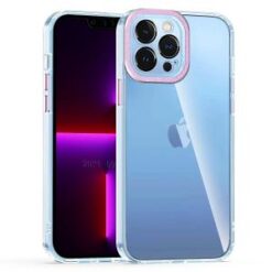 iPhone 15 Pro Transparent Clear Hybrid with Matching Metal Buttons and Camera Protection - Rose