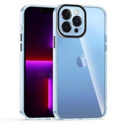 iP15 Pro Max Transparent Clear Hybrid with Matching Metal Buttons and Camera Protection - Black