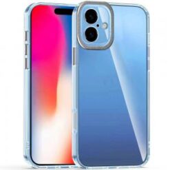 iPhone 16 6.1 inch Transparent Clear Hybrid with Matching Metal Buttons and Camera Protection -