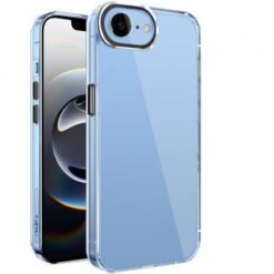 iPhone 16E / SE4 Transparent Clear Hybrid with Matching Metal Buttons and Camera Protection - Bl