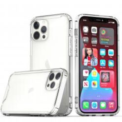 iPhone 15 Pro Colored Shockproof Transparent Hard PC TPU Hybrid Case Cover - Clear/Clear