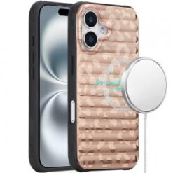 iPhone 16 6.1 inch Magnetic Chrome Case - Rose Gold Leopard