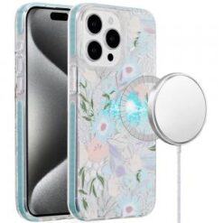 iP15 Pro Max Magnetic Double Layer IMD Design Case - Floral A